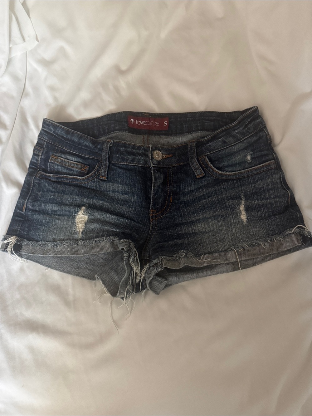 Love Culture Dark Blue Distressed Denim Cutoff short  Shorts